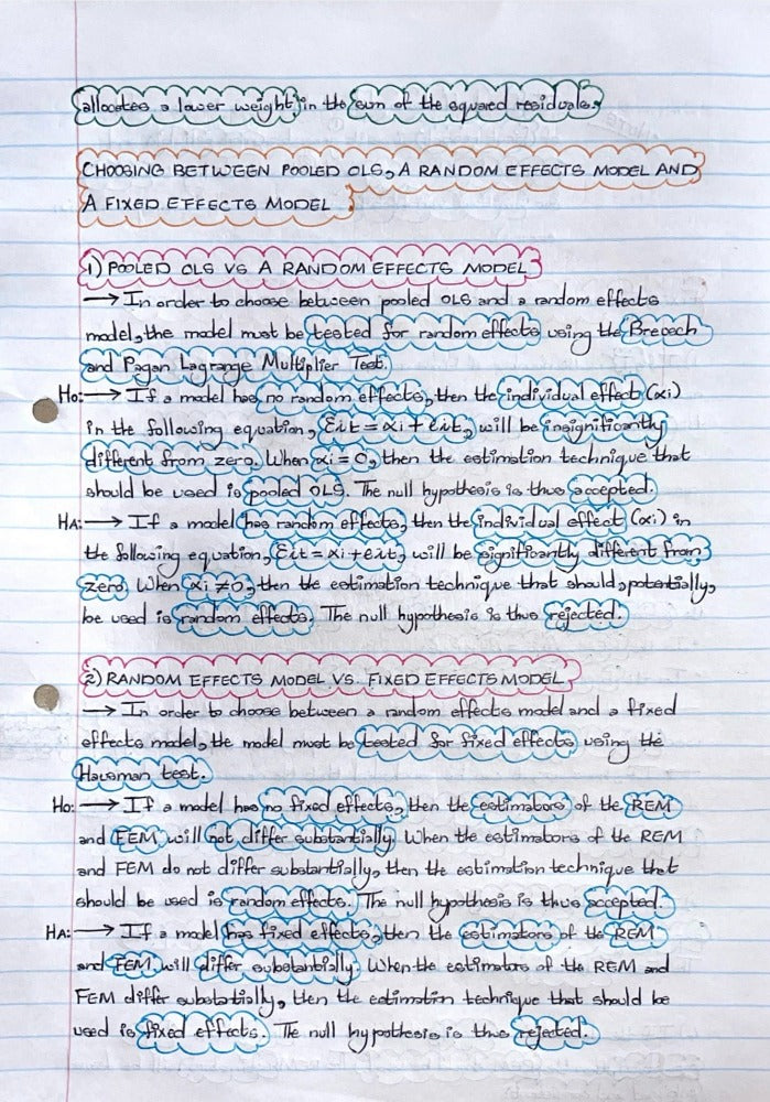 ECON4040A NOTES - PANEL DATA MODELLING