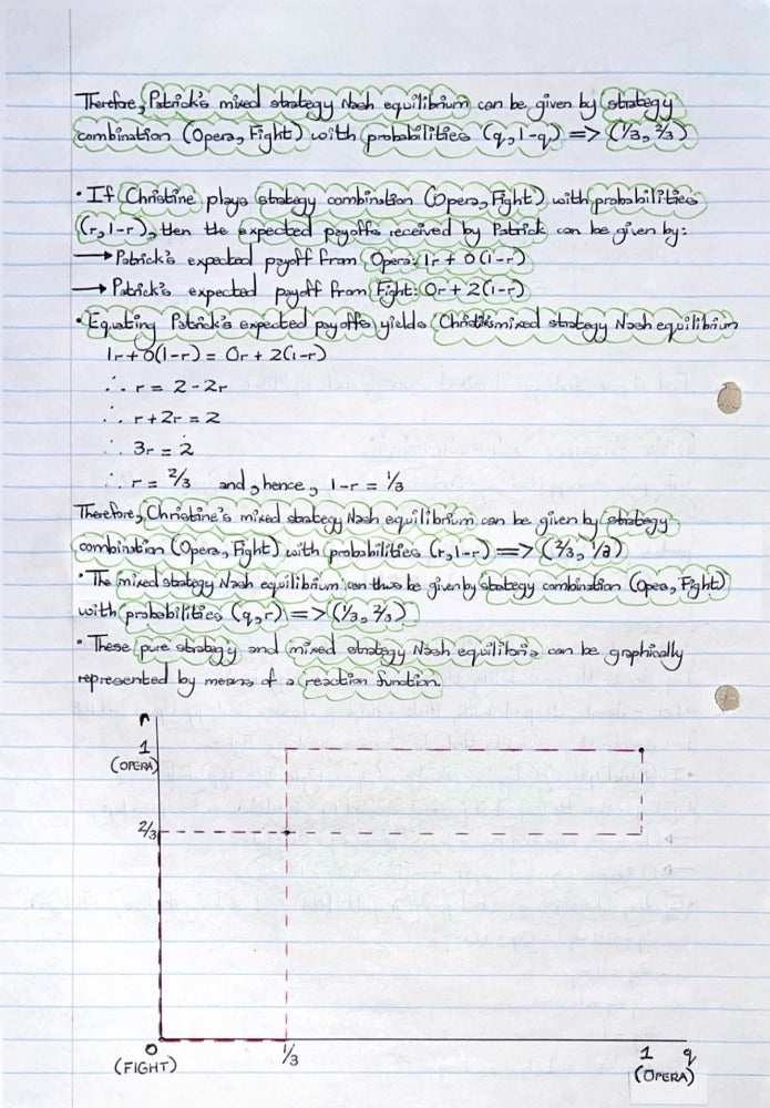 ECON4067A (APPLIED) NOTES - NASH EQUILIBRIUM IN MIXED STRATEGIES