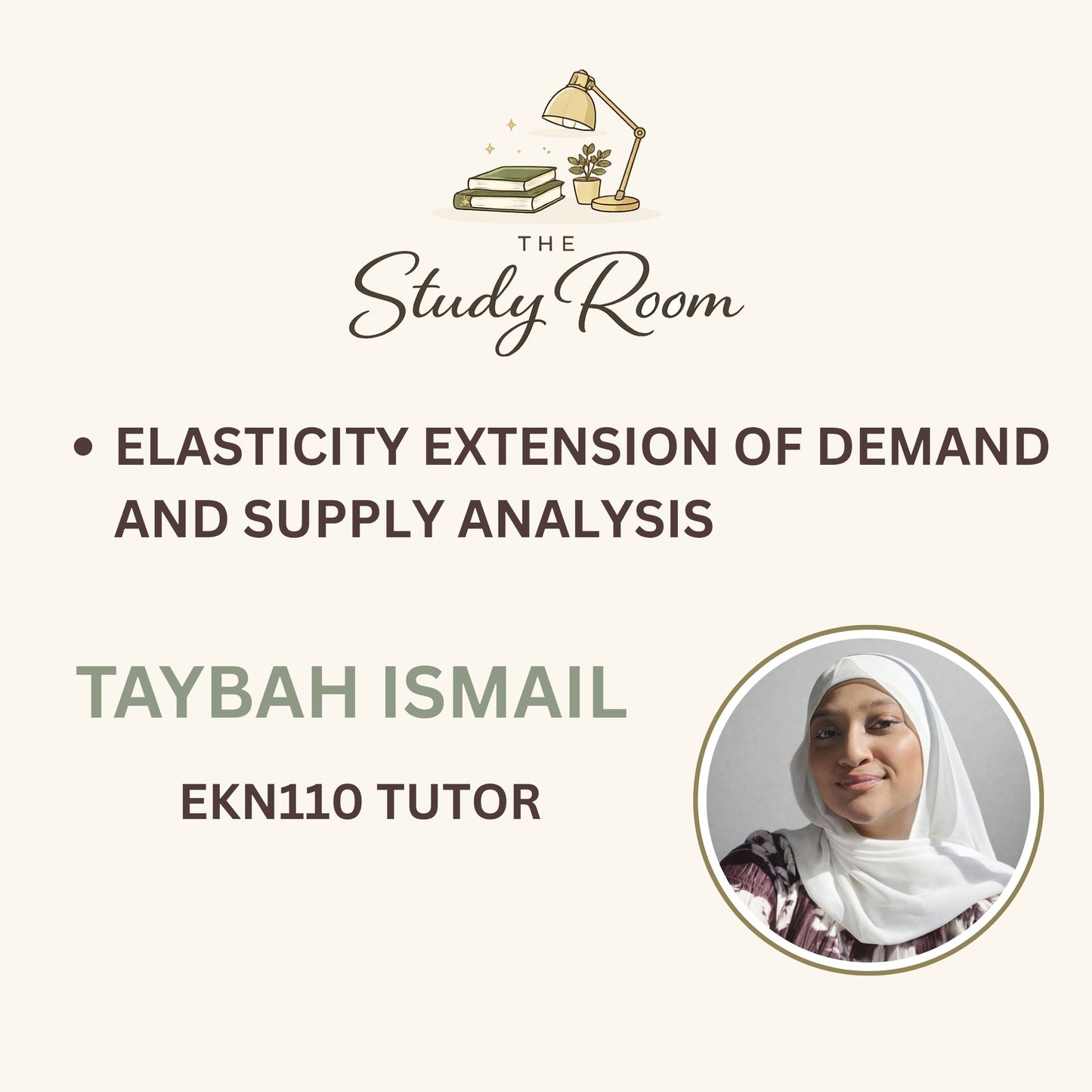 EKN110 TUTOR CLASS - ELASTICITY EXTENSION OF DEMAND AND SUPPLY ANALYSIS