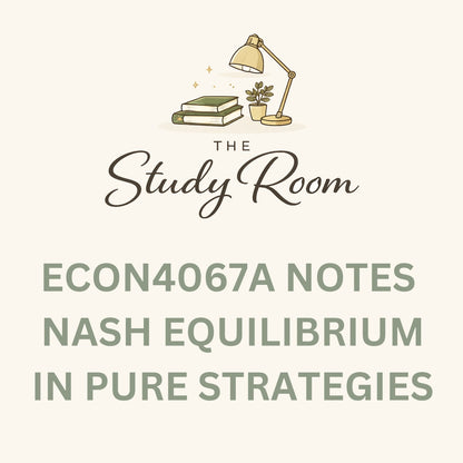 ECON4067A (APPLIED) NOTES - NASH EQUILIBRIUM IN PURE STRATEGIES