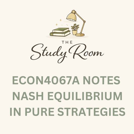ECON4067A (APPLIED) NOTES - NASH EQUILIBRIUM IN PURE STRATEGIES