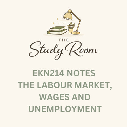 EKN214 NOTES - THE LABOUR MARKET, WAGES AND UNEMPLOYMENT