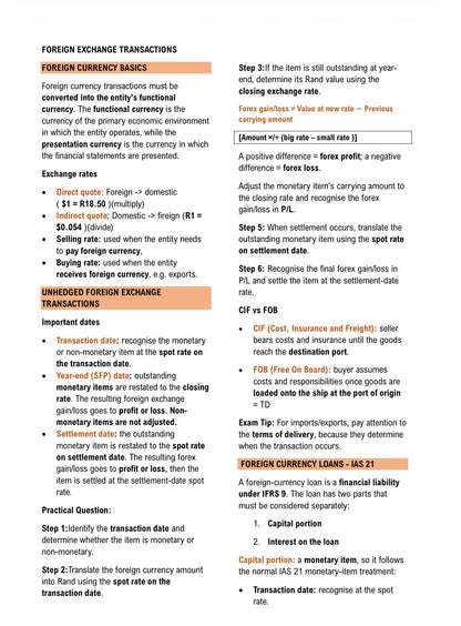 BAC200 NOTES - FOREIGN EXCHANGE TRANSACTIONS (IAS 21)