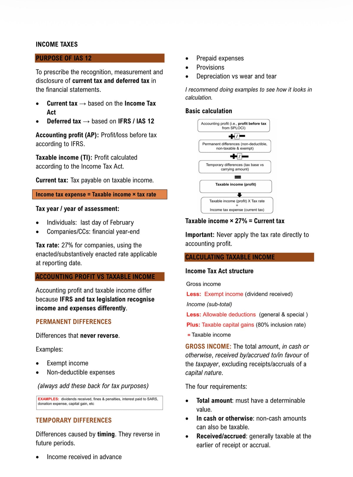 BAC200 NOTES - INCOME TAXES (IAS 12)