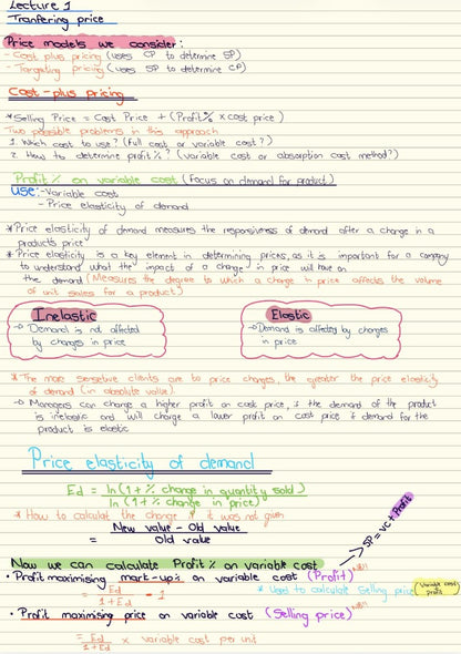 FBS310 NOTES - TRANSFER COSTING