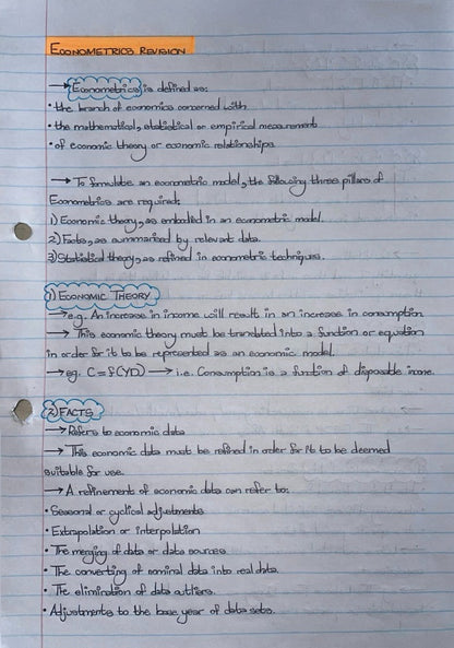 ECON4040A NOTES - INTRODUCTION TO ECONOMETRICS