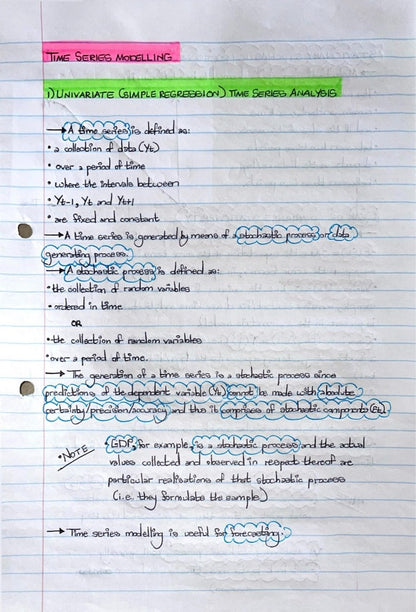 ECON4040A NOTES - TIME SERIES MODELLING: UNIVARIATE TIME SERIES ANALYSIS