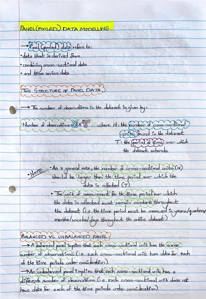 ECON4040A NOTES - PANEL DATA MODELLING