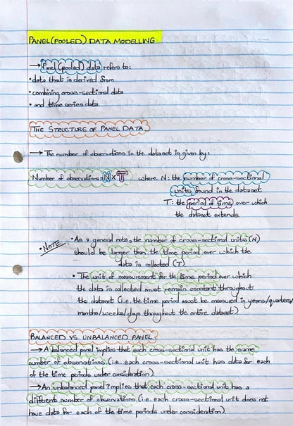 ECON4040A NOTES - PANEL DATA MODELLING