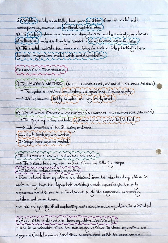 ECON4040A NOTES - SIMULTANEOUS EQUATION METHODS