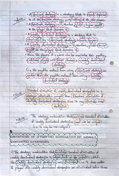 ECON4067A (APPLIED) NOTES - NASH EQUILIBRIUM IN PURE STRATEGIES