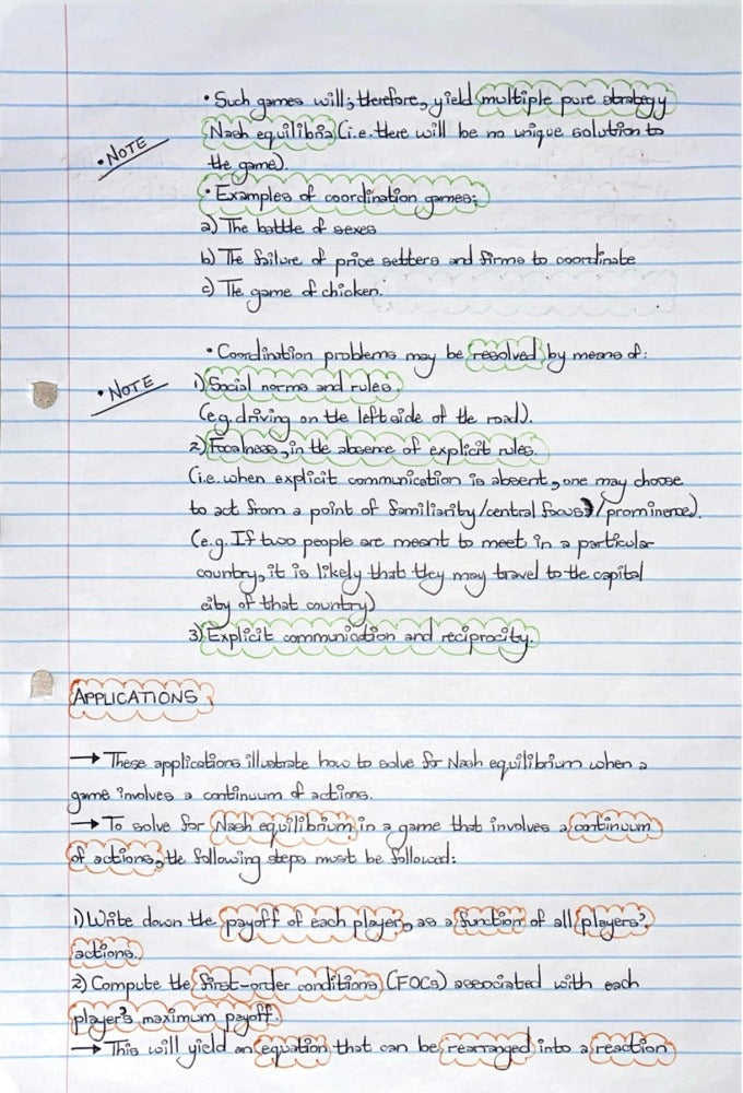 ECON4067A (APPLIED) NOTES - NASH EQUILIBRIUM IN PURE STRATEGIES