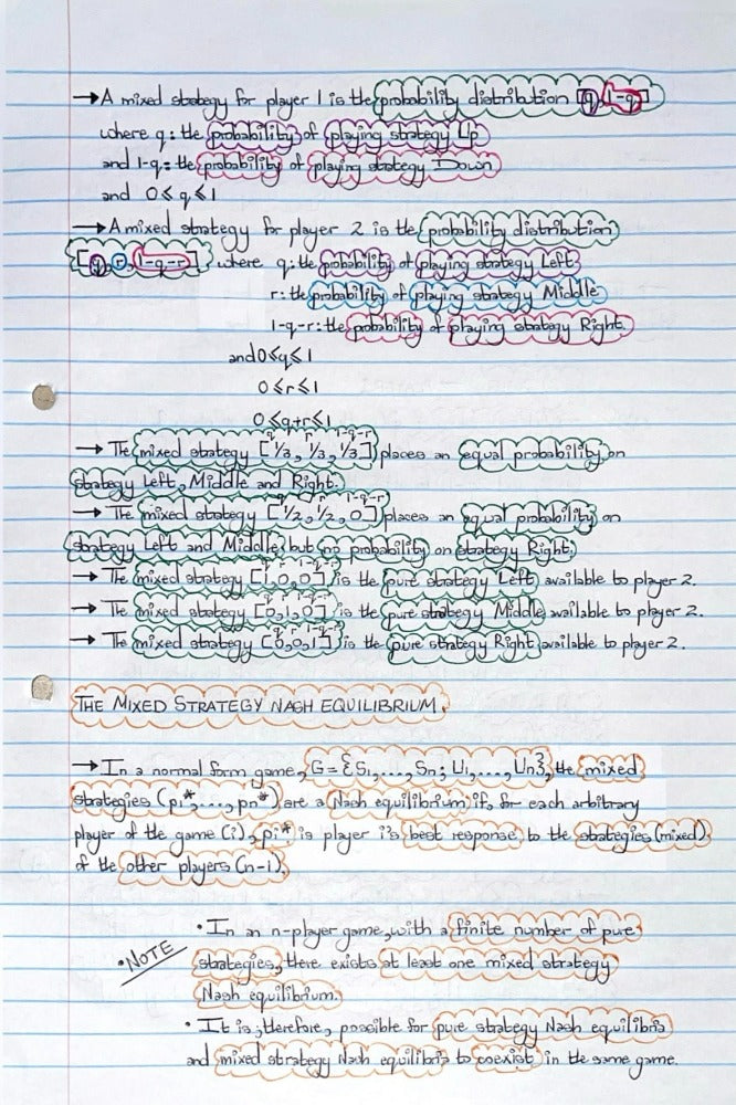 ECON4067A (APPLIED) NOTES - NASH EQUILIBRIUM IN MIXED STRATEGIES