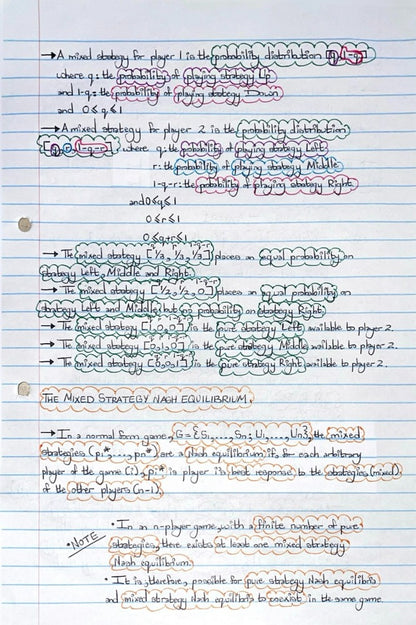 ECON4067A (APPLIED) NOTES - NASH EQUILIBRIUM IN MIXED STRATEGIES