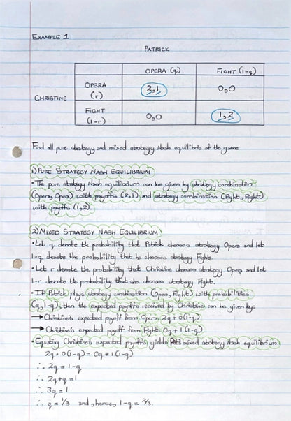ECON4067A (APPLIED) NOTES - NASH EQUILIBRIUM IN MIXED STRATEGIES