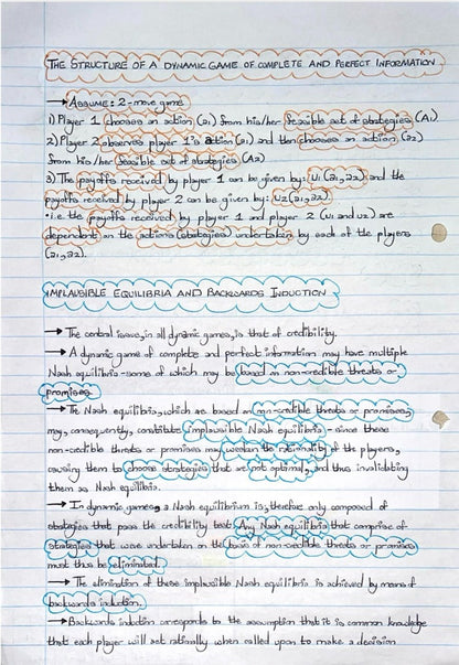 ECON4067A (APPLIED) NOTES - DYNAMIC GAMES OF COMPLETE AND PERFECT INFORMATION