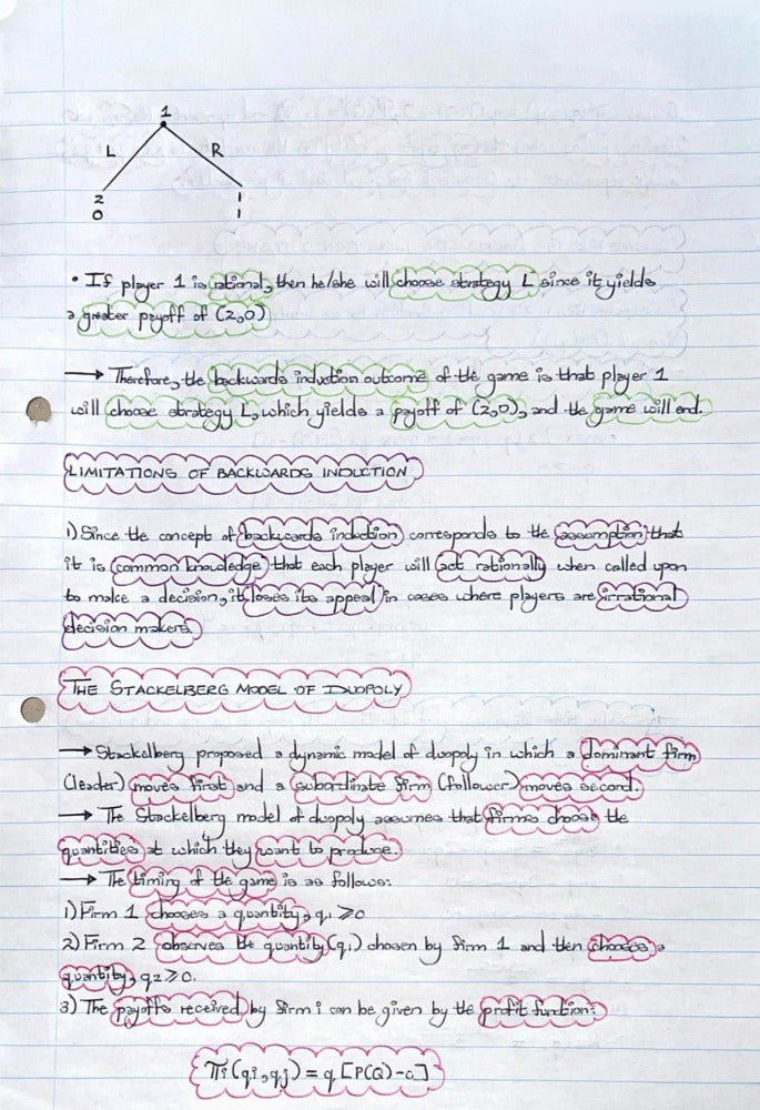 ECON4067A (APPLIED) NOTES - DYNAMIC GAMES OF COMPLETE AND PERFECT INFORMATION