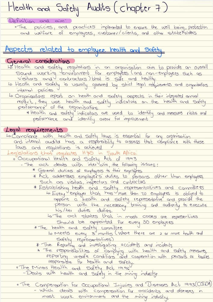 IAU300 NOTES - HEALTHY AND SAFETY AUDITS