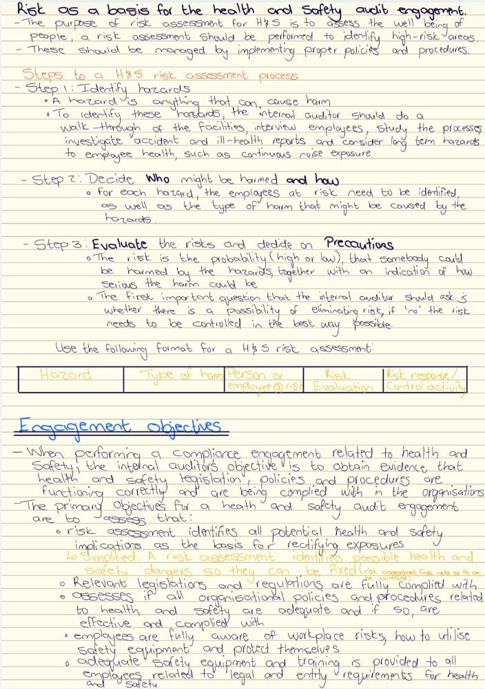 IAU300 NOTES - HEALTHY AND SAFETY AUDITS