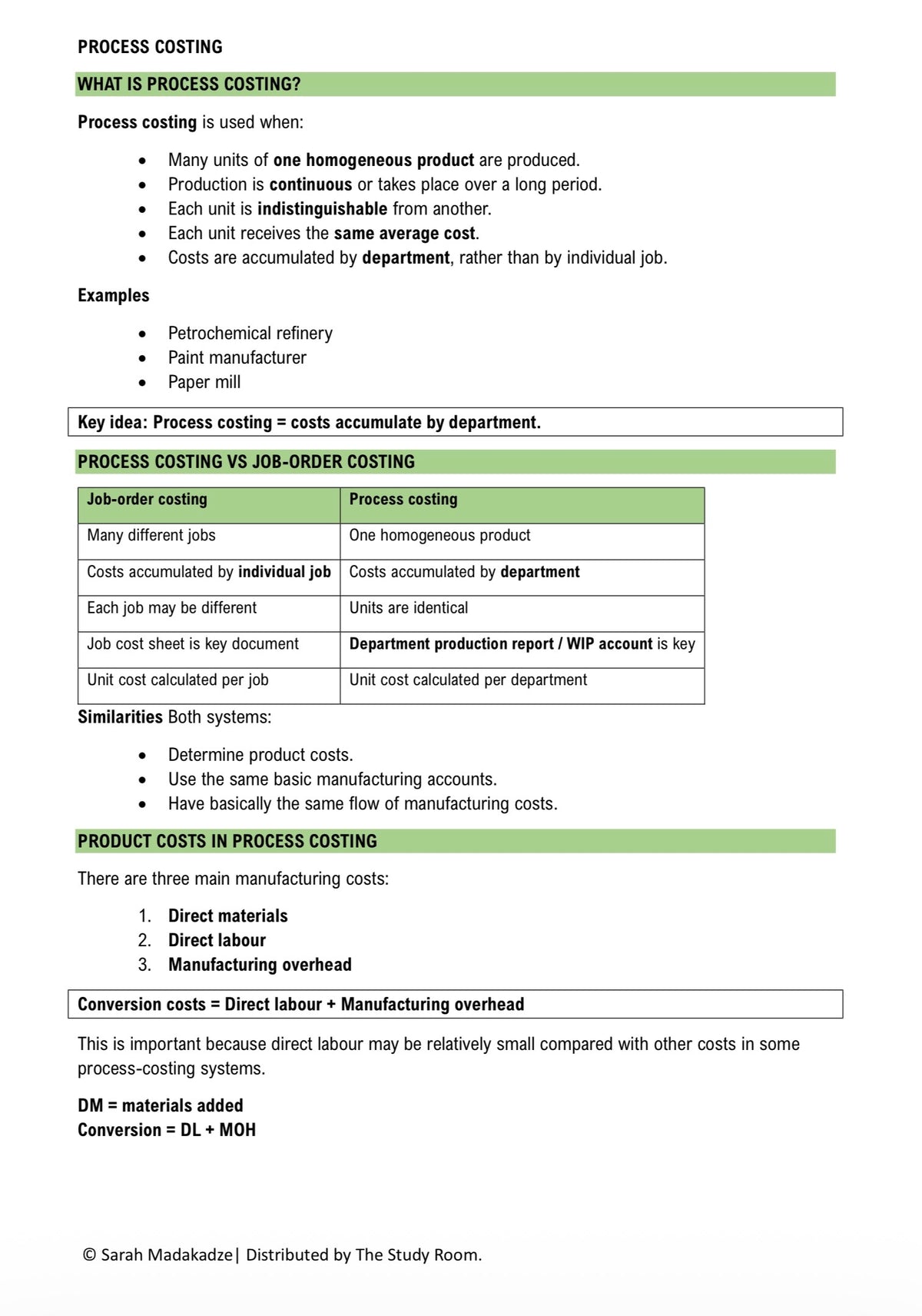 FBS220 NOTES - PROCESS COSTING