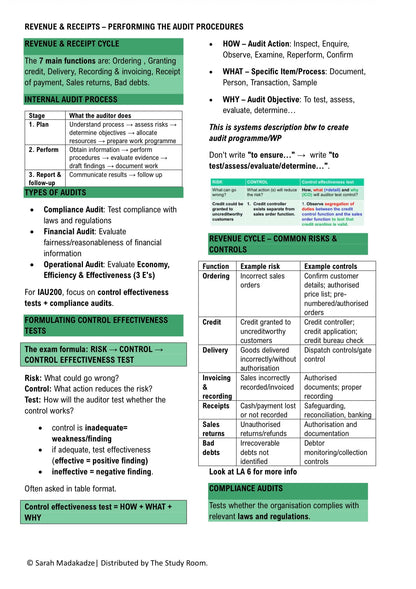 IAU200 NOTES - REVENUE AND RECEIPTS: PERFORMING THE AUDIT PROCEDURES