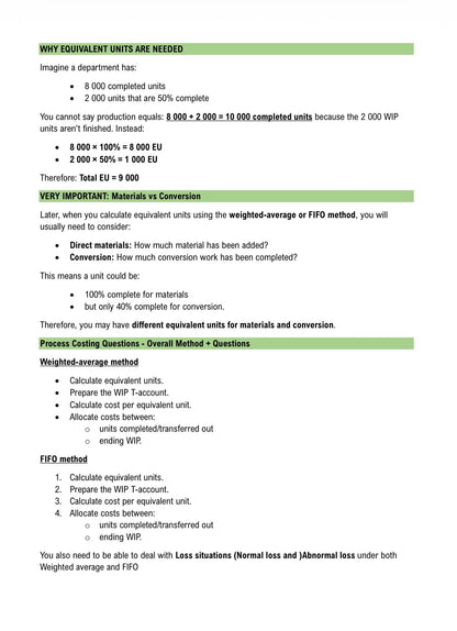 FBS220 NOTES - PROCESS COSTING