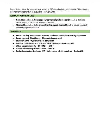 FBS220 NOTES - PROCESS COSTING